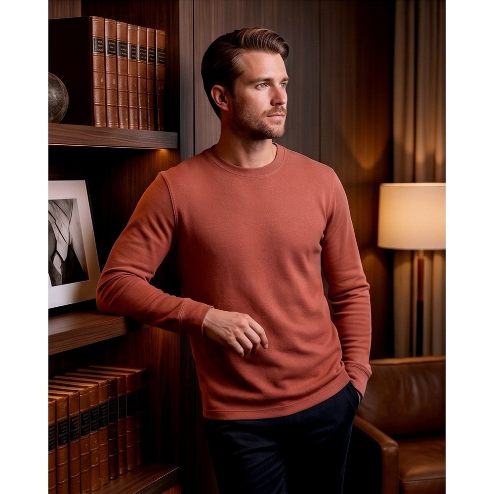 Marlboro Classics Mens XXL 90s Salmon Rust Crew Neck Sweater Cotton Blend